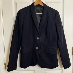 J.Crew 1035 Navy 100% Cotton Blazer Size 6 Tailored Classic Coastal Preppy